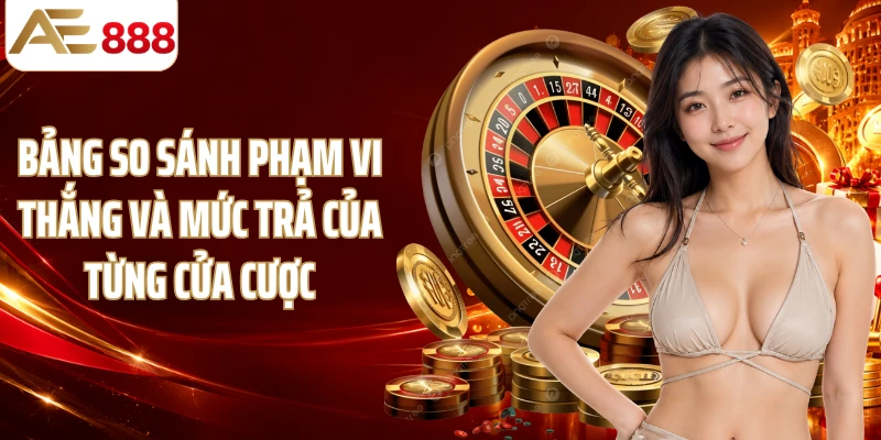 bảng so sánh phạm vi thắng và mức trả của từng cửa cược