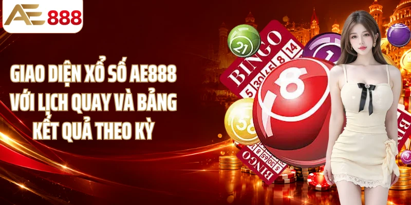 Giao diện xổ số AE888 với lịch quay và bảng kết quả theo kỳ